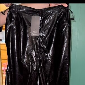 Black metallic pants